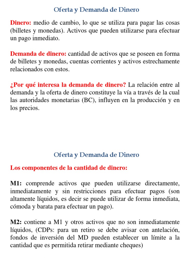 Oferta y Demanda de Dinero PDF | PDF | Oferta de dinero | Dinero