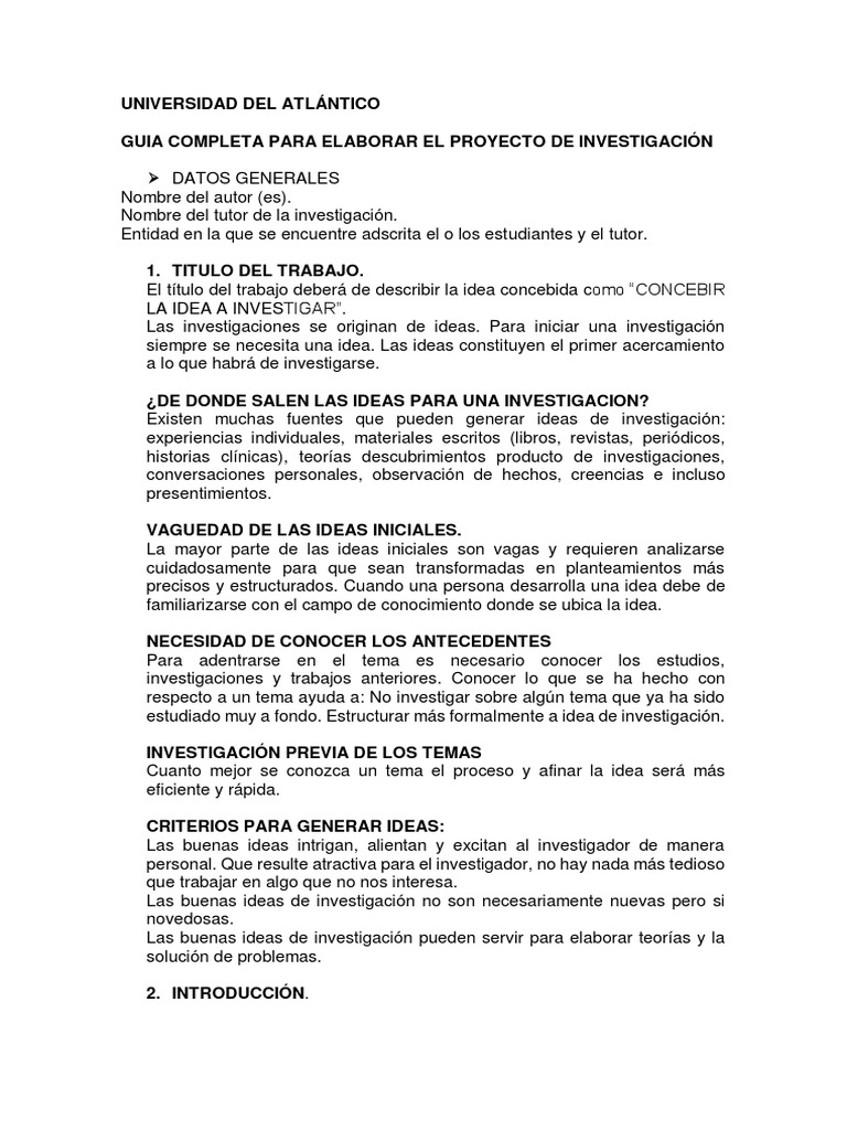 Guia Completa para Elaborar El Proyecto de Investigación | PDF | Teoría ...