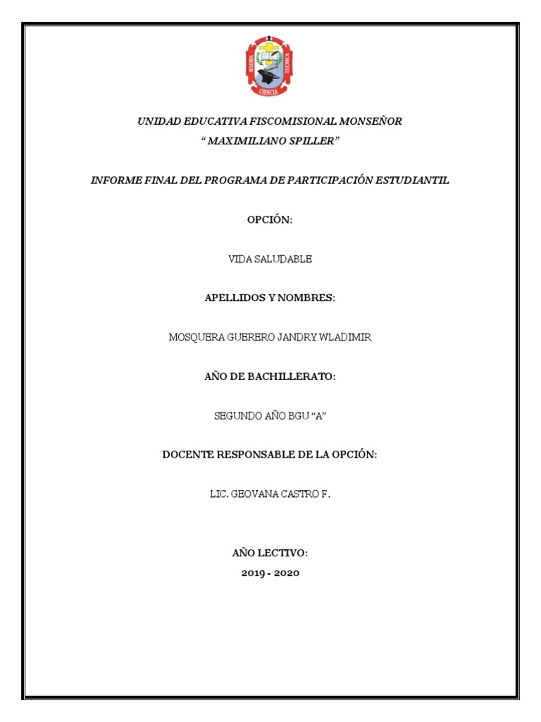 Informe sobre Vida Saludable en PPE | PDF | Salud y bienestar | Medicina