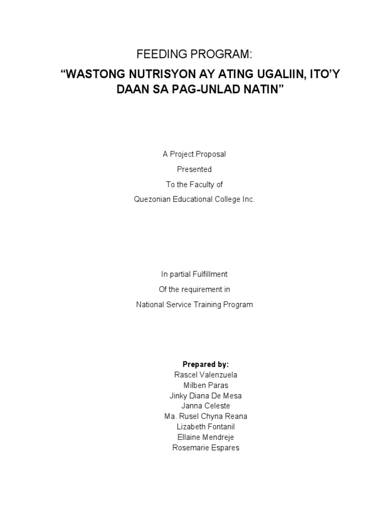 Feeding Program Proposal for QEC | PDF