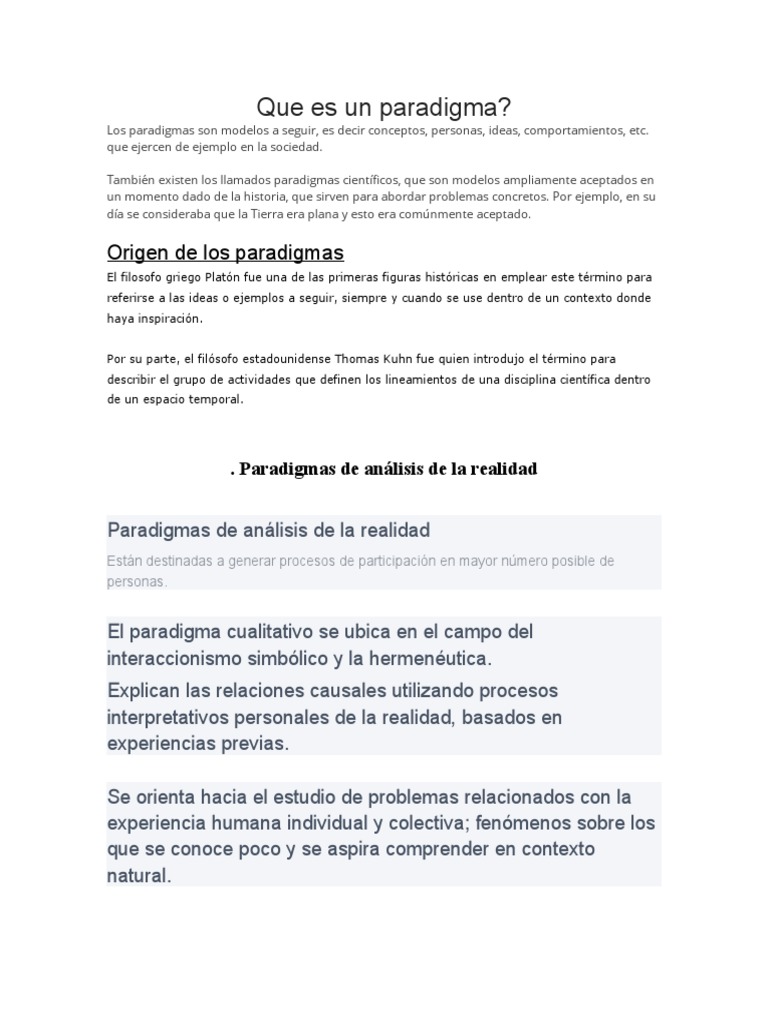 Análisis de Paradigmas en la Realidad | PDF | Paradigma | Conocimiento