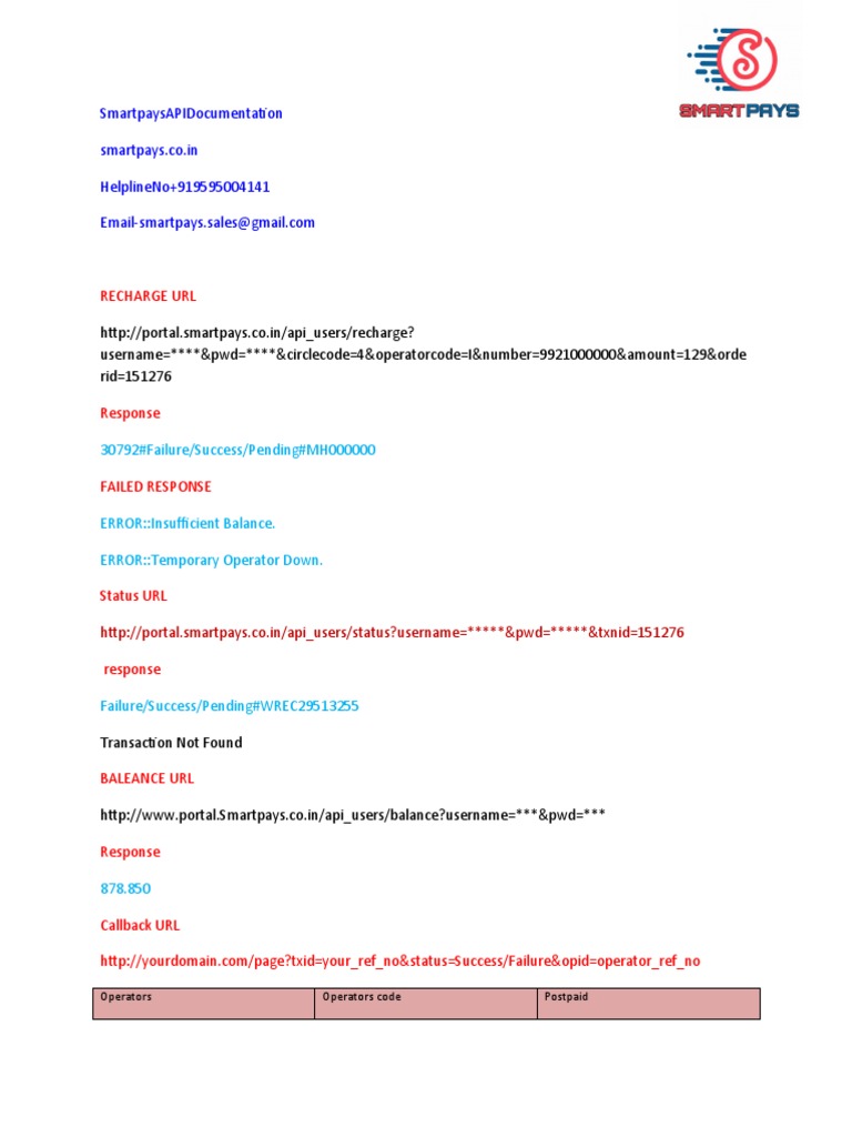 Smartpays API User Guide | PDF