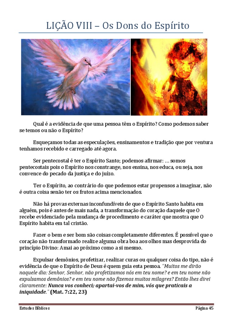 8 - Estudos Bíblicos - O Espírito Santo | PDF | Elias | Espírito Santo ...