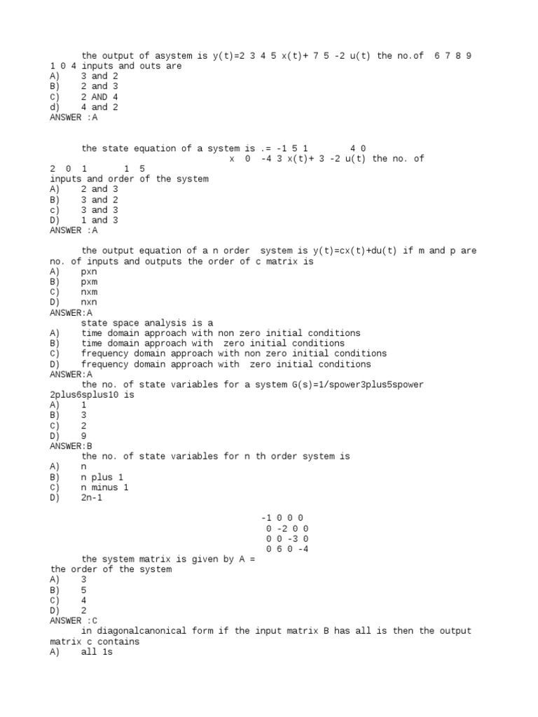 State Space Vector Algebra Linear Algebra