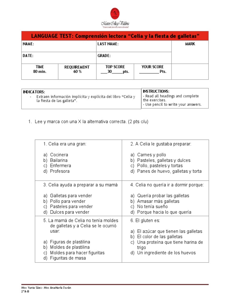 Celia y La Fiesta de Las Galletas 2ºAB PDF Galleta Trigo