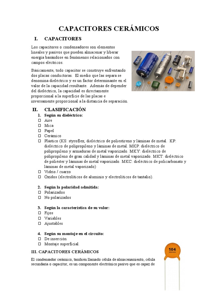Tipos y características de capacitores cerámicos | PDF | Titanio ...