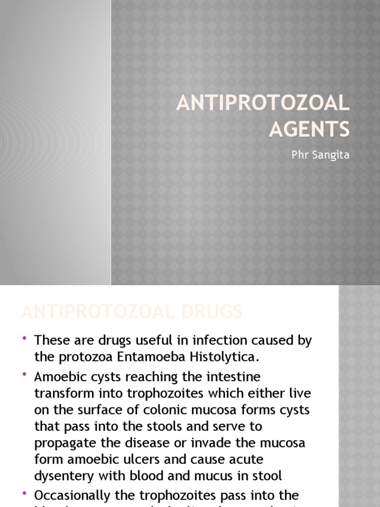 Classification and Mechanisms of Action of Antiprotozoal Drugs | PDF ...