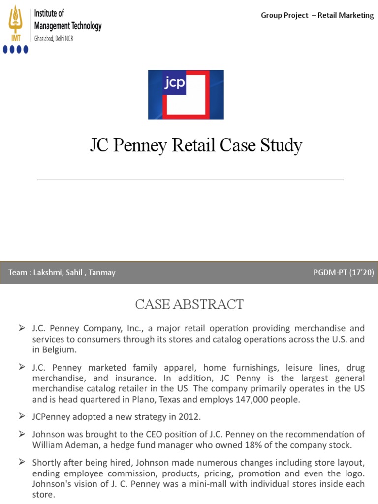 JC Penney Retail Case Study Group Project Retail Marketing PDF J. C. Penney Retail
