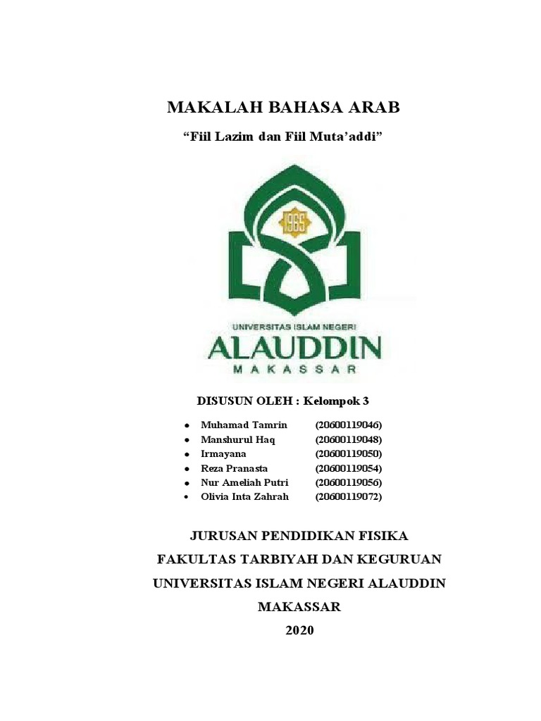 Makalah Bahasa Arab  Fiil Lazim  dan Fiil  Muta addi 