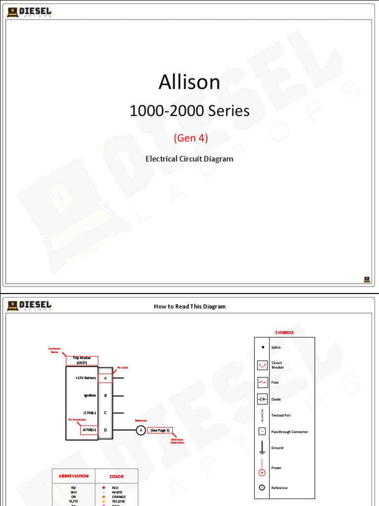 Electrical Circuit Diagram for the Allison 1000-2000 Series (Gen 4