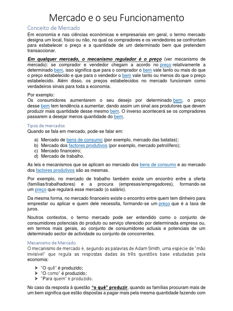 Mercado e o Seu Funcionamento | PDF | Demanda | Oferta e procura