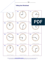 Telling Time Worksheet PDF