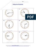 Telling Time Worksheet PDF