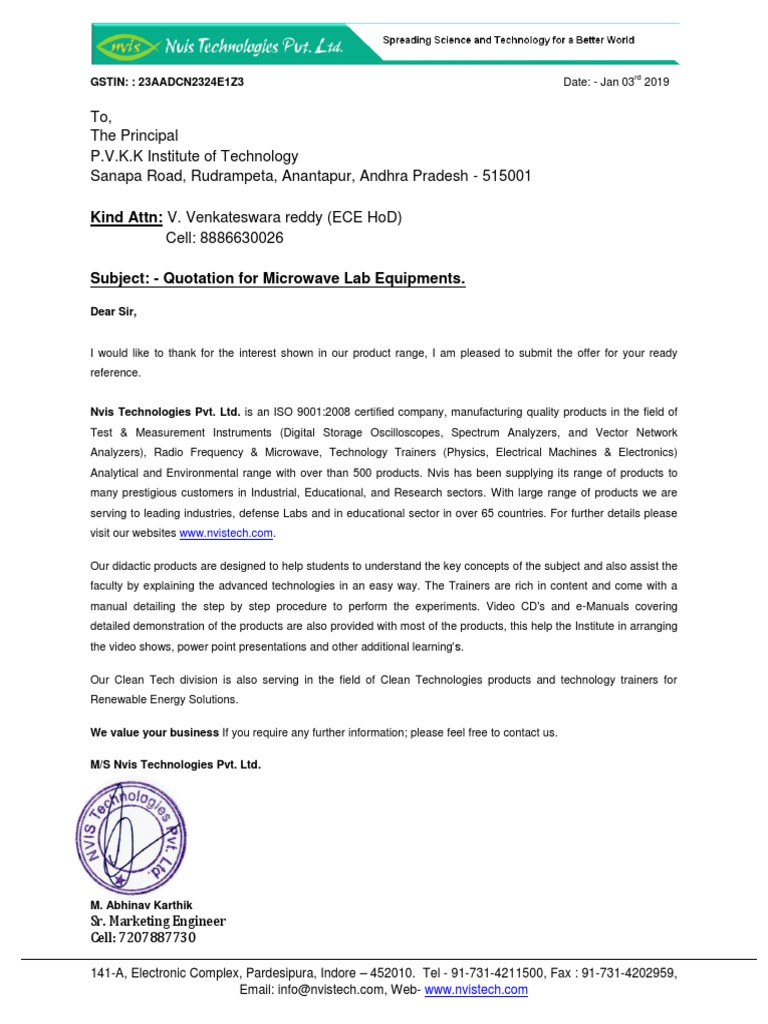 Quotation for Microwave Lab Equipment | PDF