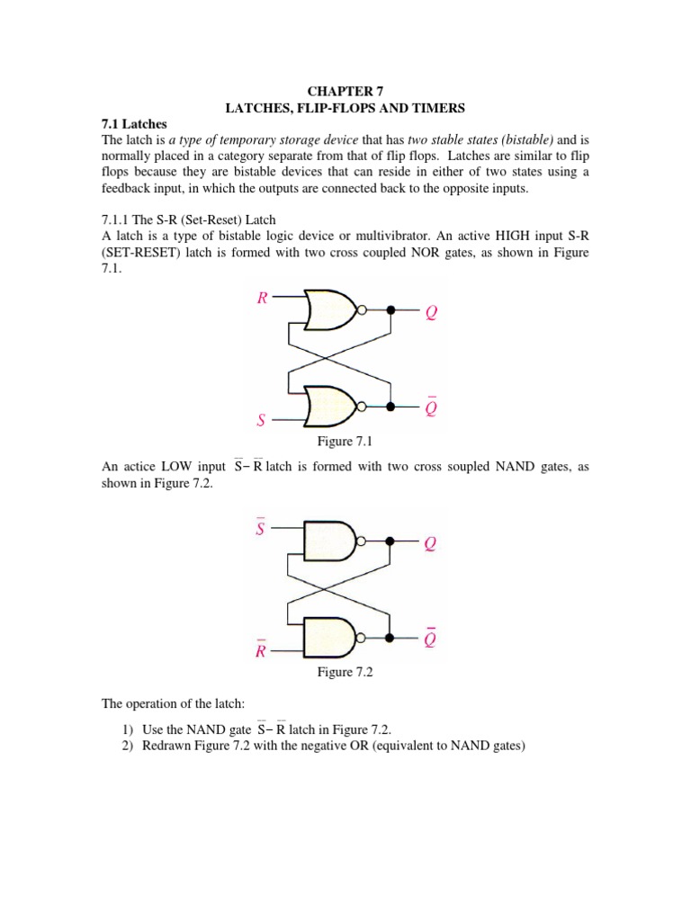 Latches, FlipFlops and Timers 7.1 Latches PDF