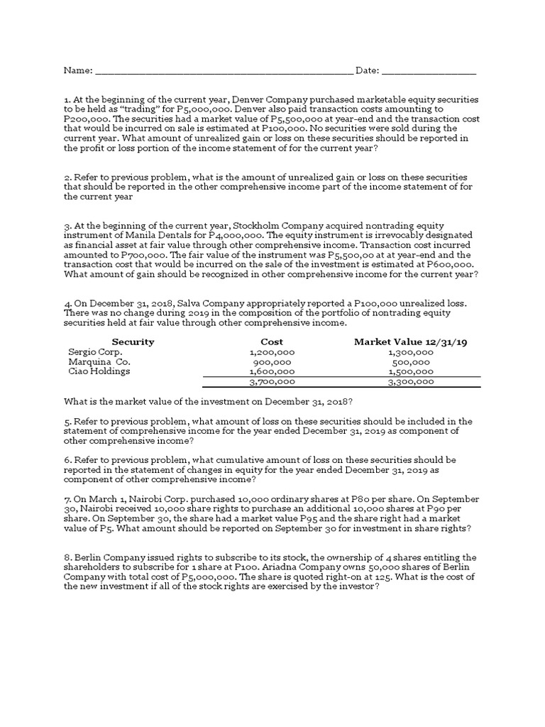 Equity Securities and Investment Accounting | PDF | Bonds (Finance ...