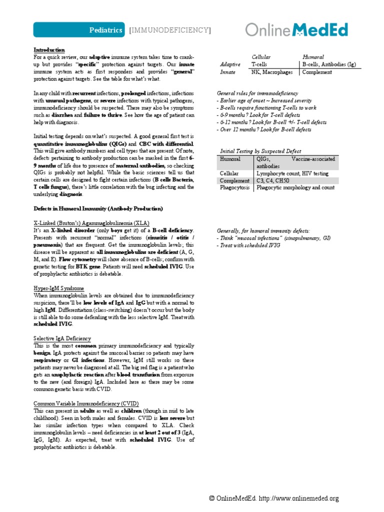 Pediatrics Immunodeficiency Pdf Immunodeficiency Adaptive