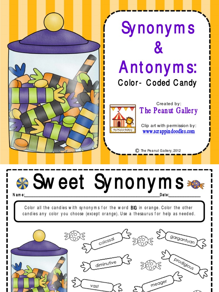 Synonyms & Antonyms ColorCoded Candy PDF Civil Law Law