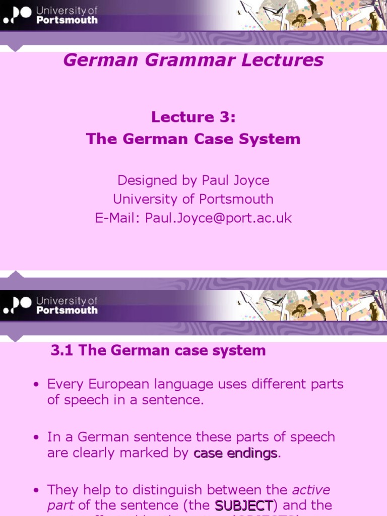 German Grammar Lectures The German Case System PDF Grammatical