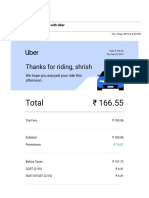 Your afternoon Uber trip receipt for ₹166.55