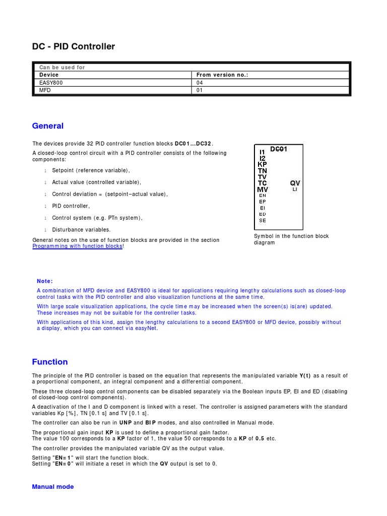 PID Controller Function Block Overview | PDF | Teaching Methods ...