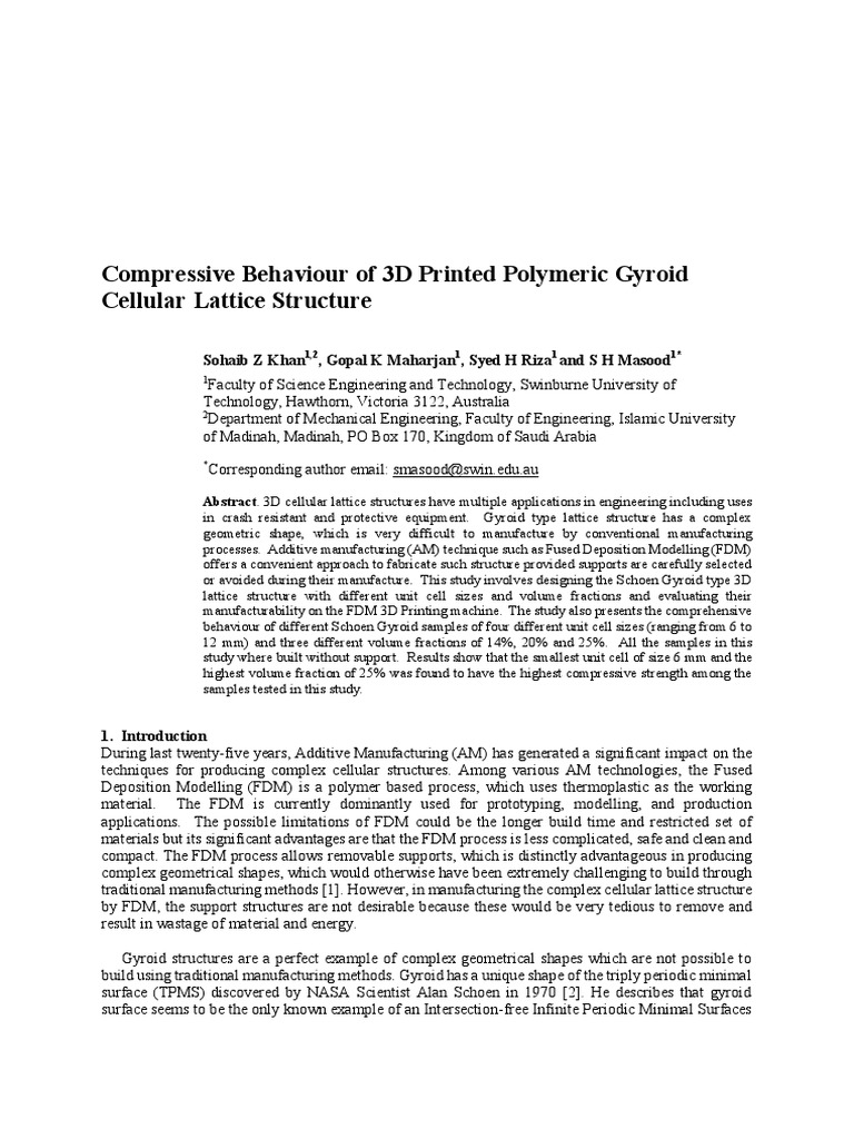 Compressive Behaviour of 3D Printed Poly PDF | PDF | Deformation ...