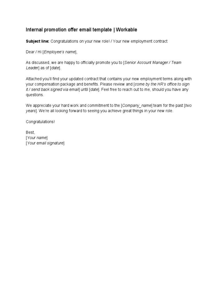 Internal Promotion Announcement | PDF