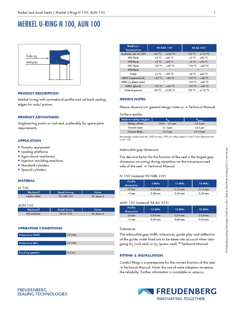 Merkel URing N 100, Aun 100 Product Description Design Notes PDF