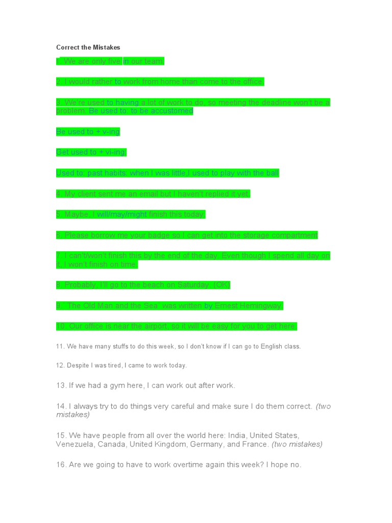 Common English Mistakes and Corrections | PDF | Language Arts ...