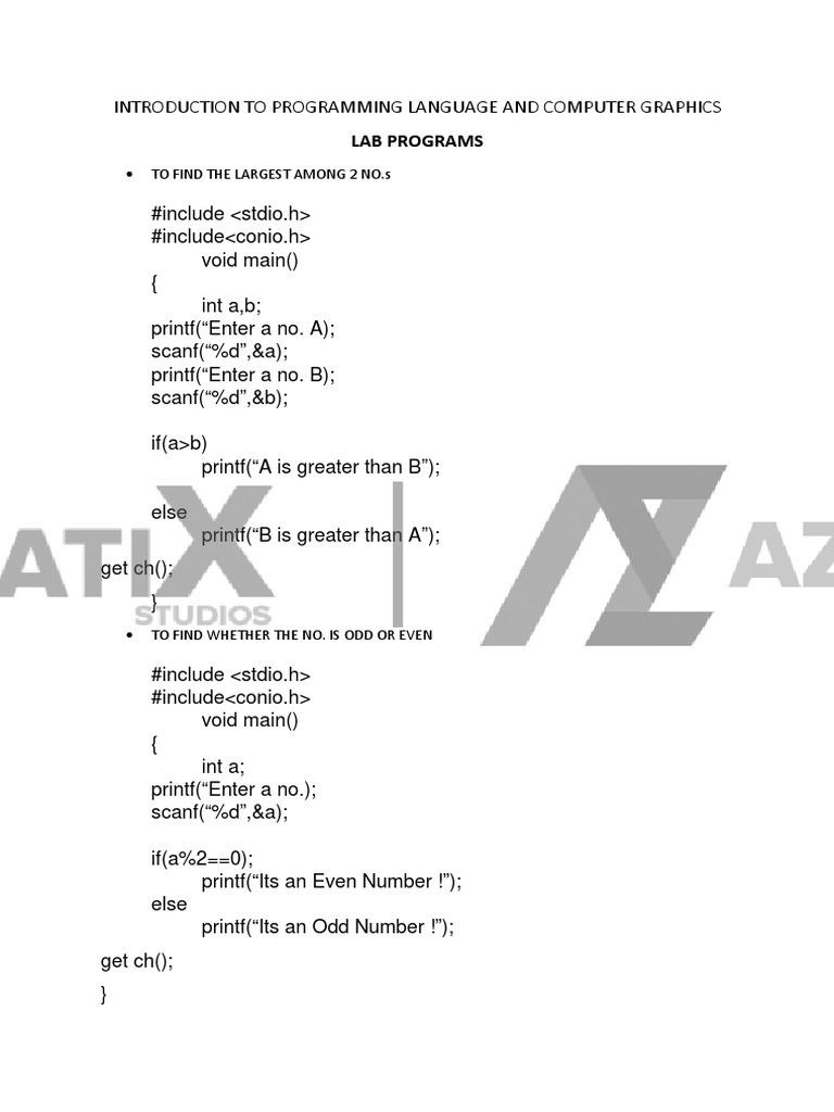 Programming Lab Exercises in C | PDF | Computer Programming | Computing