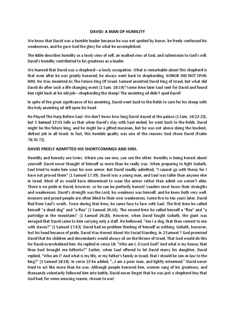 David's Humility as a Leader | PDF | John The Baptist | Christianity