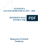 Statistics Second Semester Sy 2019 - 2020