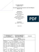 Far Eastern University Institute of Law A Comparison Between The Current and Proposed Corporation Code of The Philippines Titles IX - XII