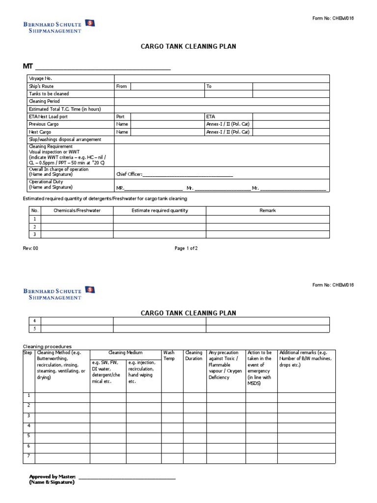 Cargo Tank Cleaning Plan Report | PDF | Nature