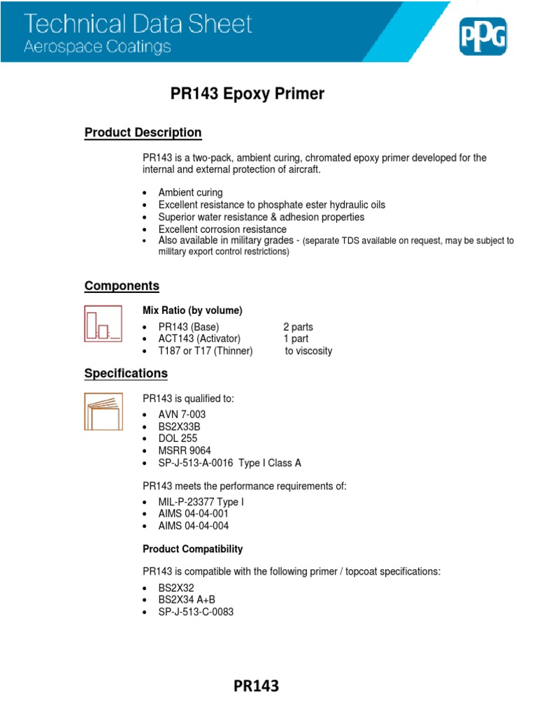 PR143 Epoxy Primer: Product Description | PDF | Epoxy | Shelf Life