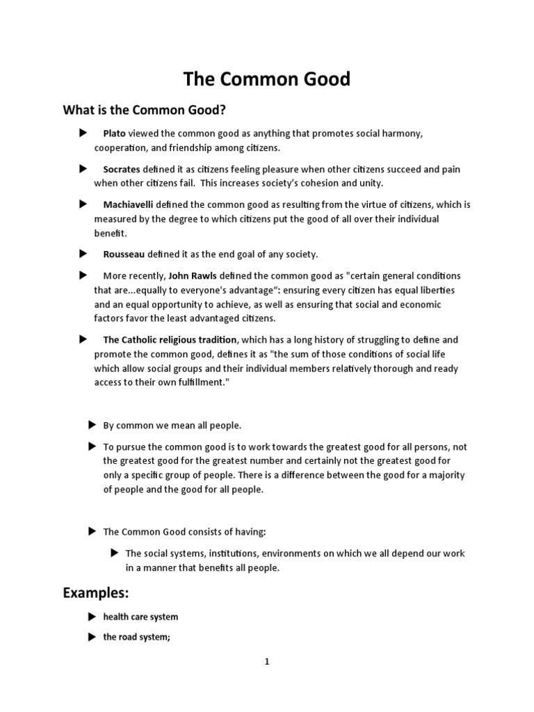 The Common Good PDF Common Good Philosophical Theories
