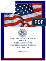 Homeland Security Advisory Council Interim Report of The Countering Foreign Influence Subcommittee May 21, 2019
