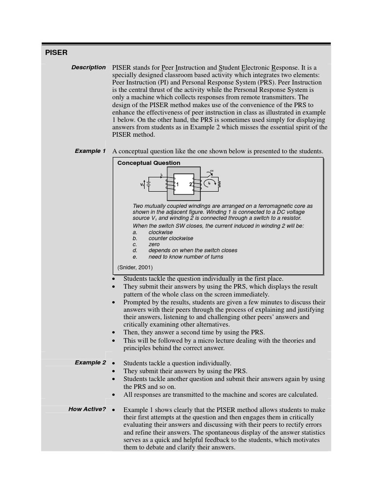 Piser: Description | PDF | Lecture | Question