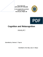 Cognition and Metacognition: Activity # 2