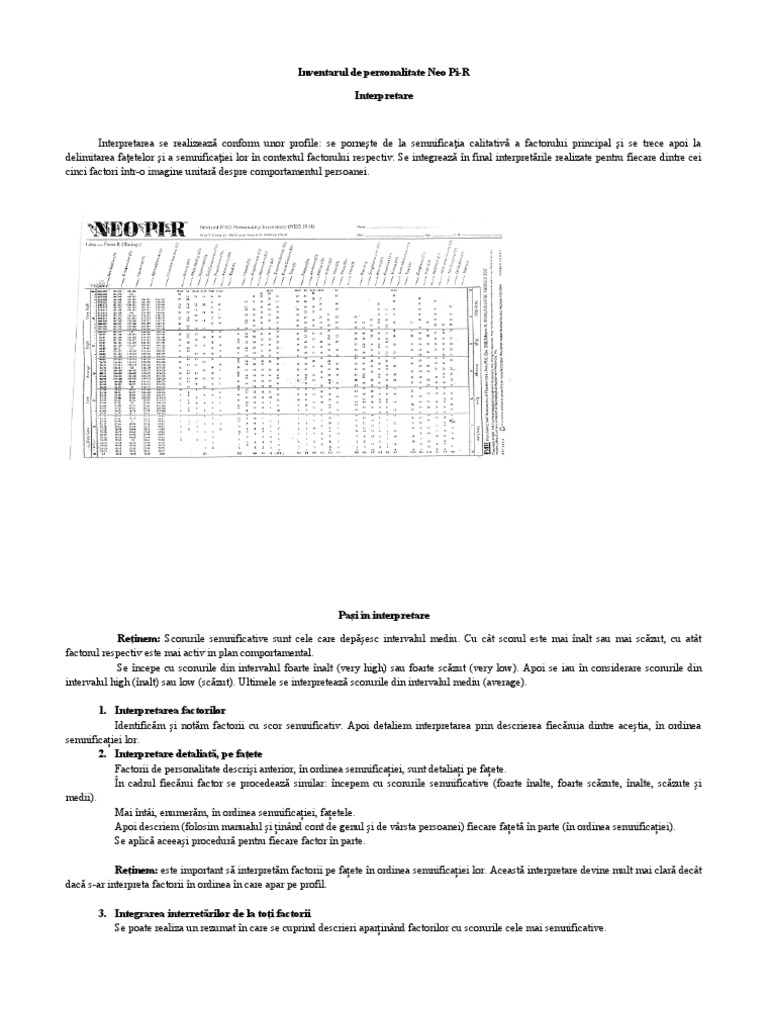 Profil Neo Pi-R de Interpretat | PDF
