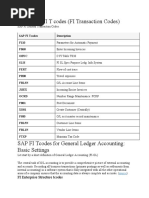 Main SAP FI T Codes