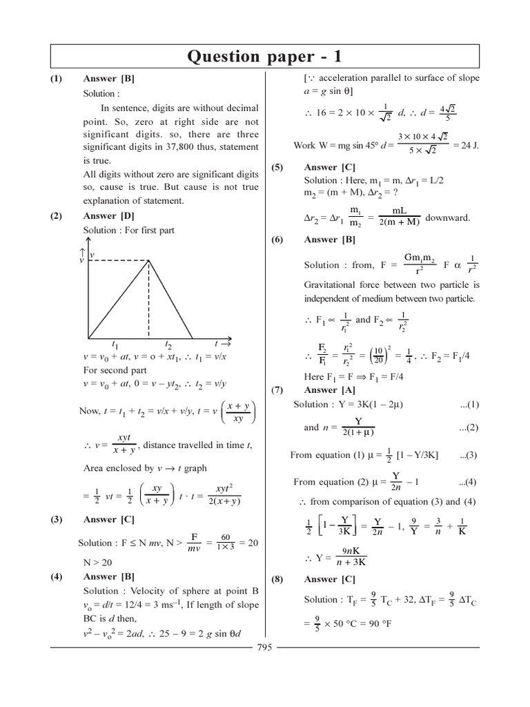 Solution Question Paper Capacitor Natural Philosophy
