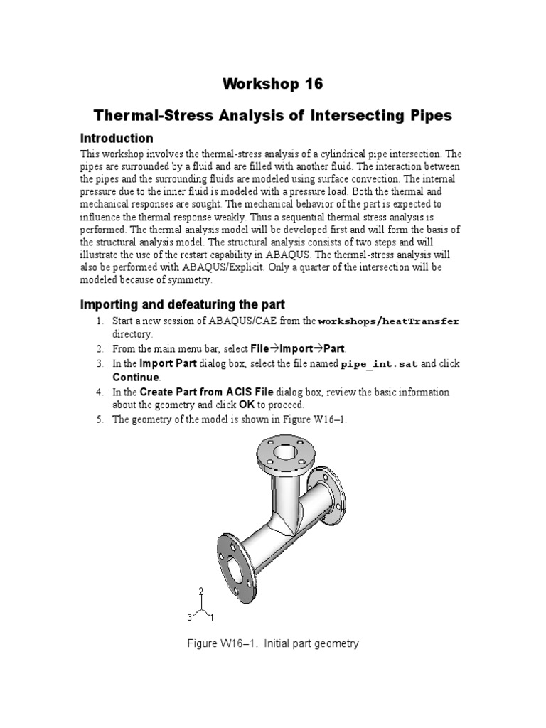 Workshop 16 Thermal-Stress Analysis of Intersecting Pipes: Continue ...
