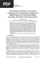 The Reality of Library E-Resources Acceptance by Postgraduate Students of Digital School of Virtual and Open Learning, Kenyatta University, Kenya