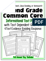 Second Grade Common Core: Informational Text Passage With Text Dependent Questions