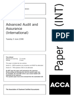 Advanced Audit and Assurance (International) : Tuesday 3 June 2008