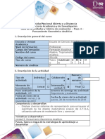 Guía de Actividades y Rúbrica de Evaluación - Paso 4 - Pensamiento Geométrico Analítico