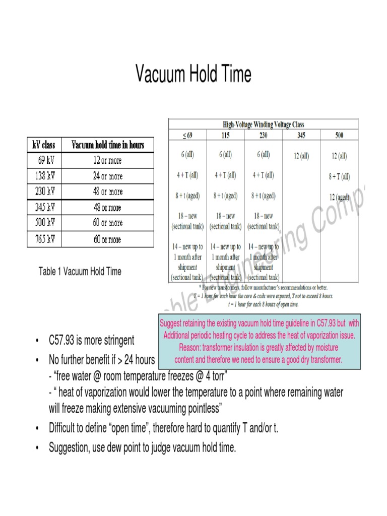 Table 1 Vacuum Hold Time PDF Vacuum Transformer