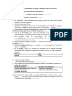 Comunicación oral y escrita cuestionario taller