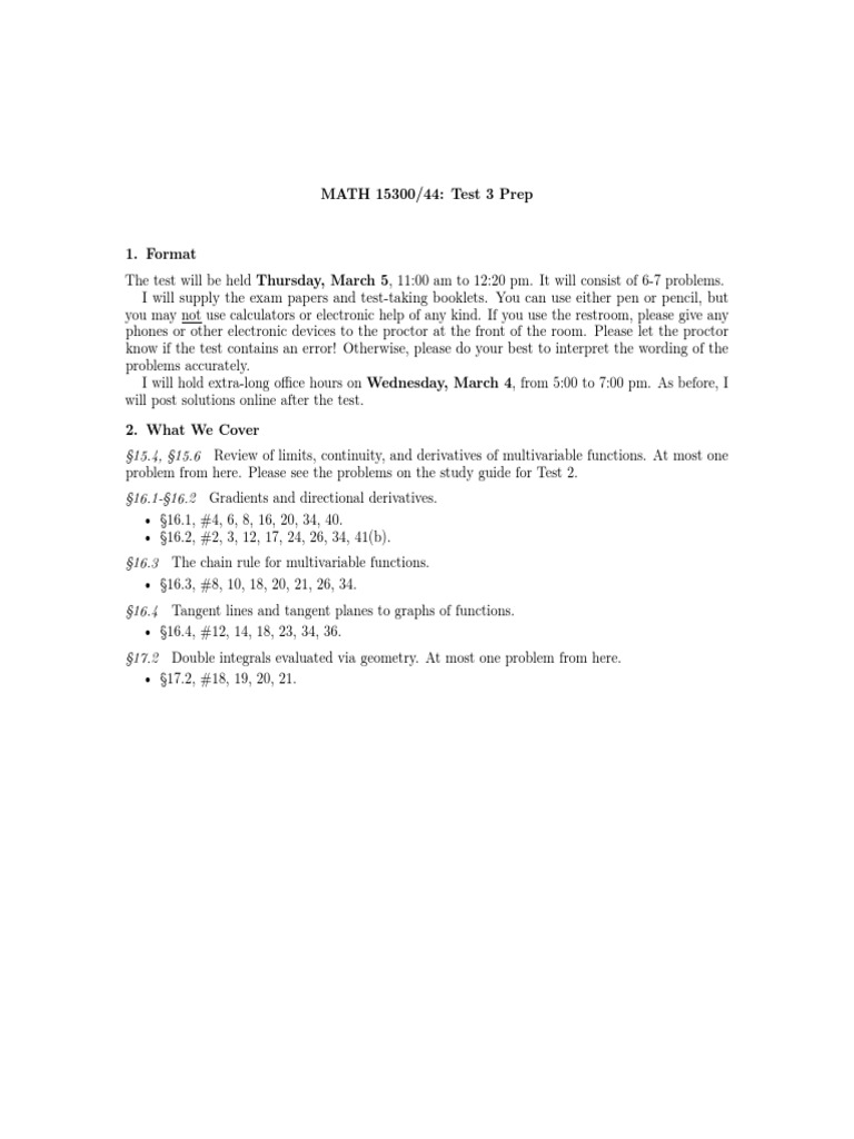 Math 153 44 - Test 3 - Prep | PDF | Teaching Methods & Materials ...
